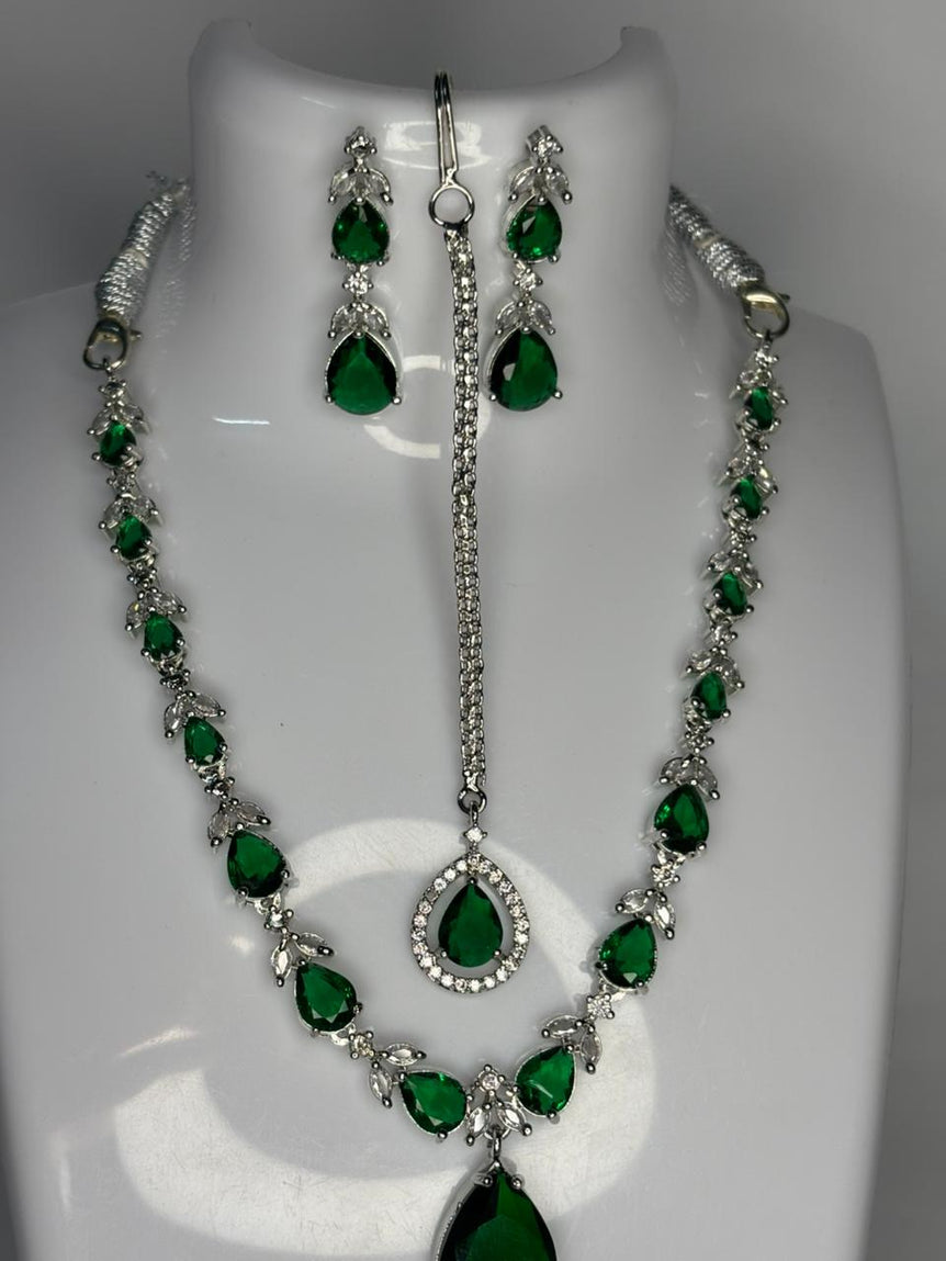 Emerald Green & Silver set