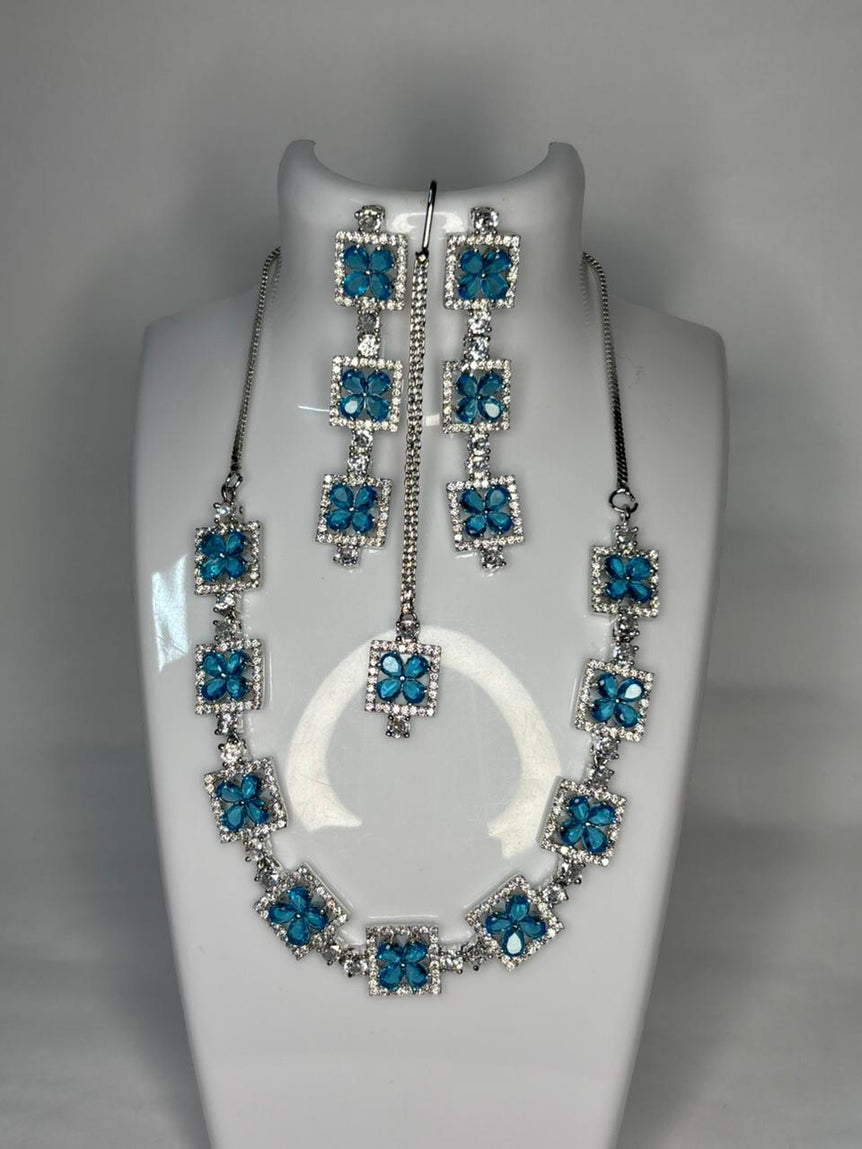Blue American Diamond Flower set