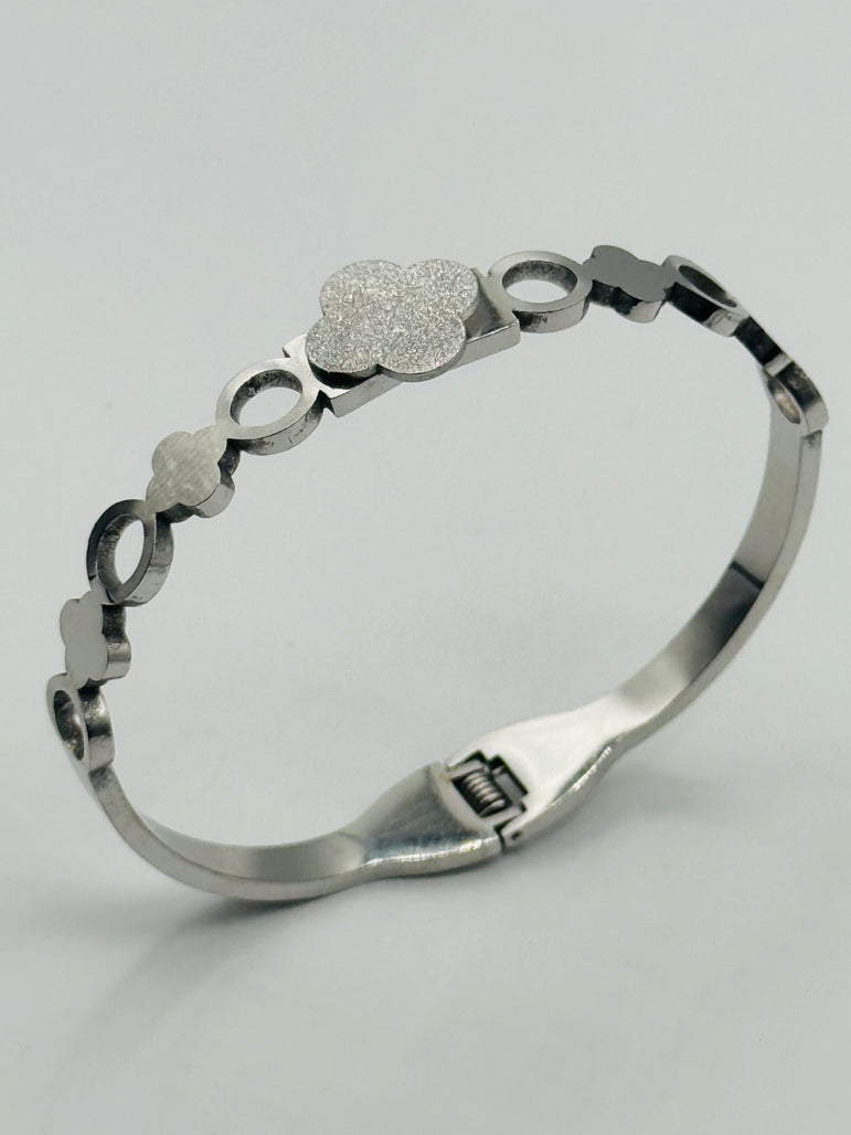 Silver Clover Stainless Bracelet Kara