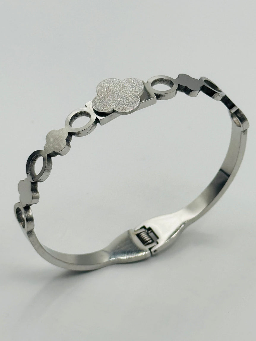 Silver Clover Stainless Bracelet Kara