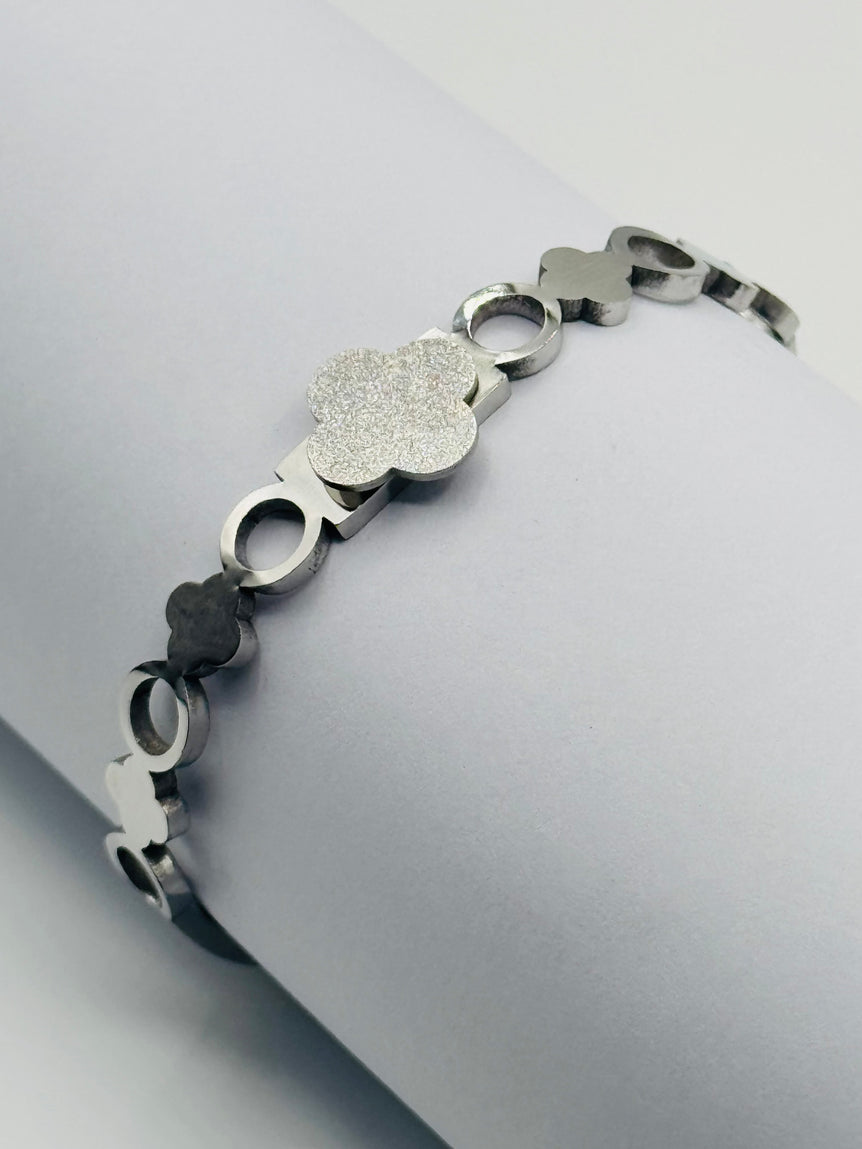 Silver Clover Stainless Bracelet Kara