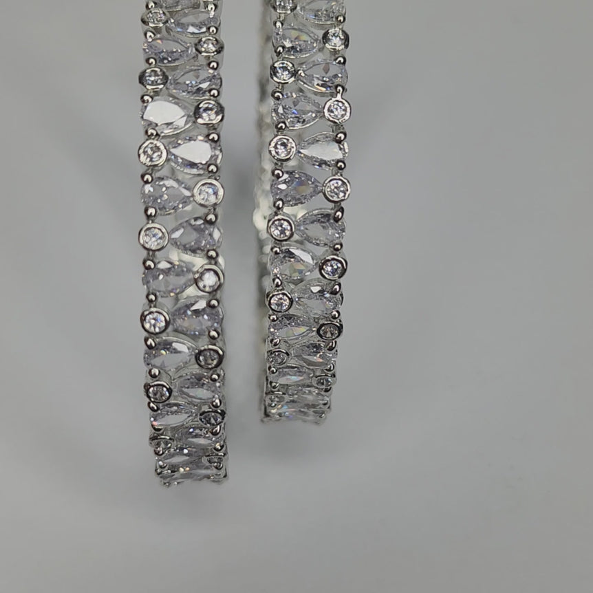 Silver Diamond kara pair