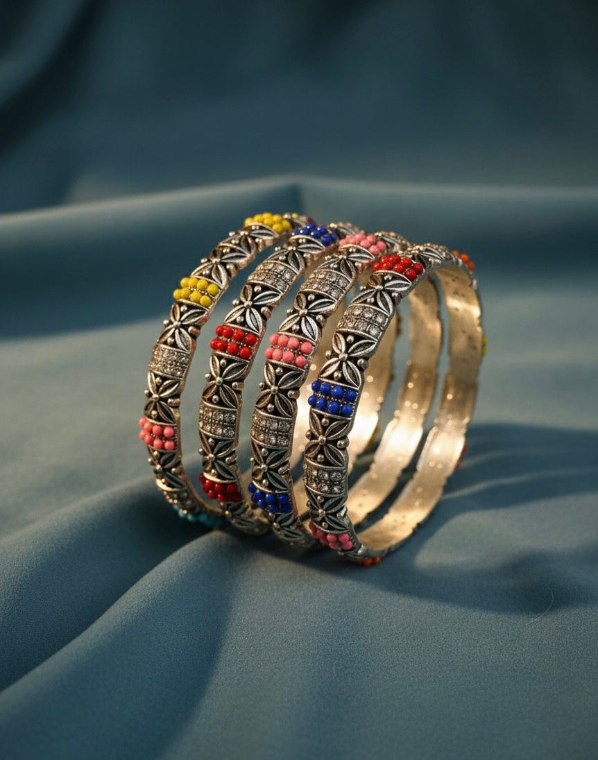 Vintage Flora Beaded Bangles