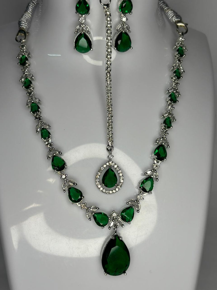 Emerald Green & Silver set