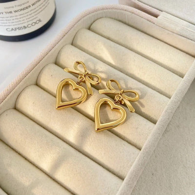Bow heart earrings