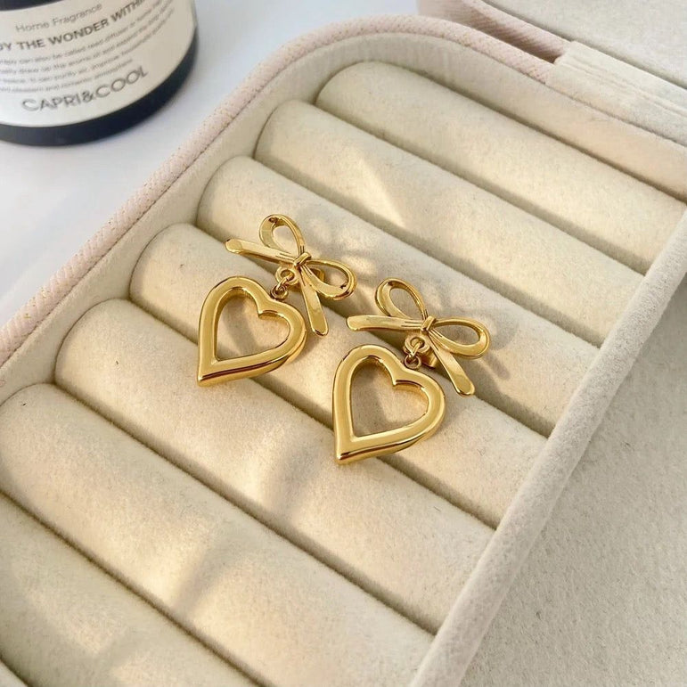 Bow heart earrings
