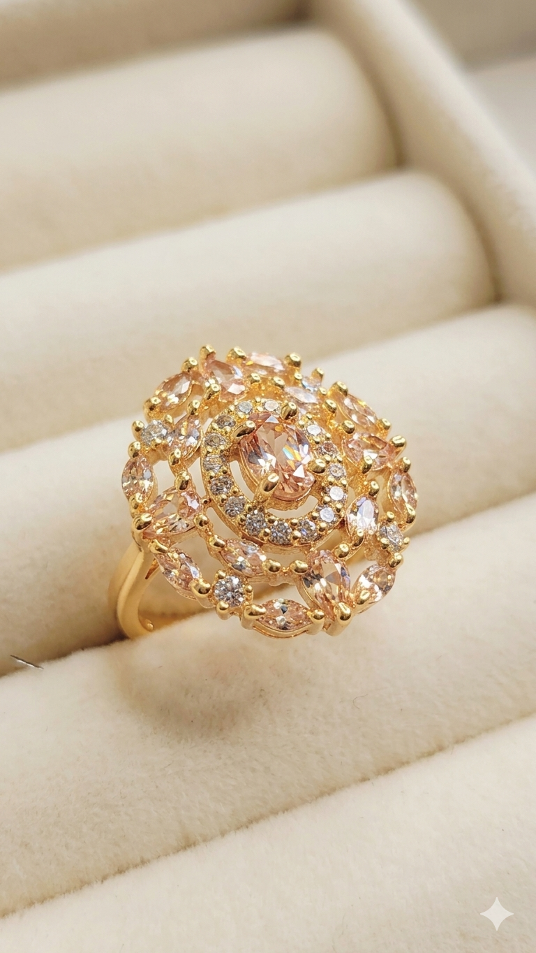 American diamond round adjustable rings