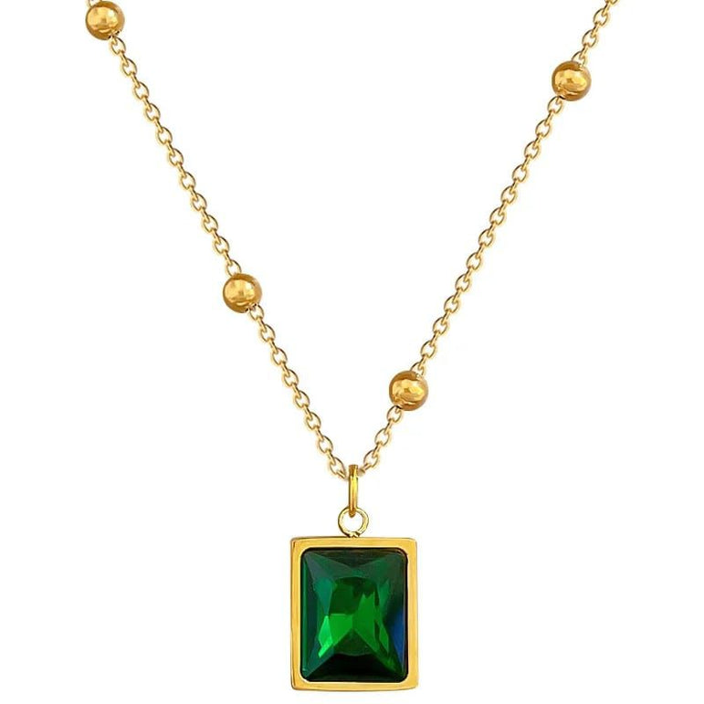 Green emerald zircon locket