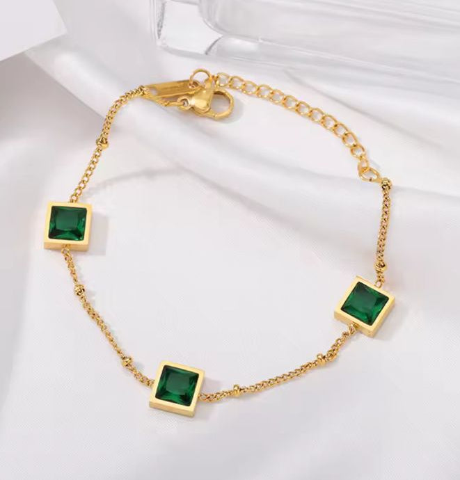 Green Emerald Zircon Bracelet