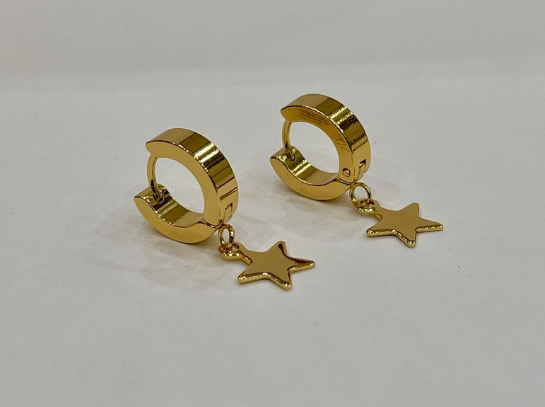 Stainless steel star hoops earrings