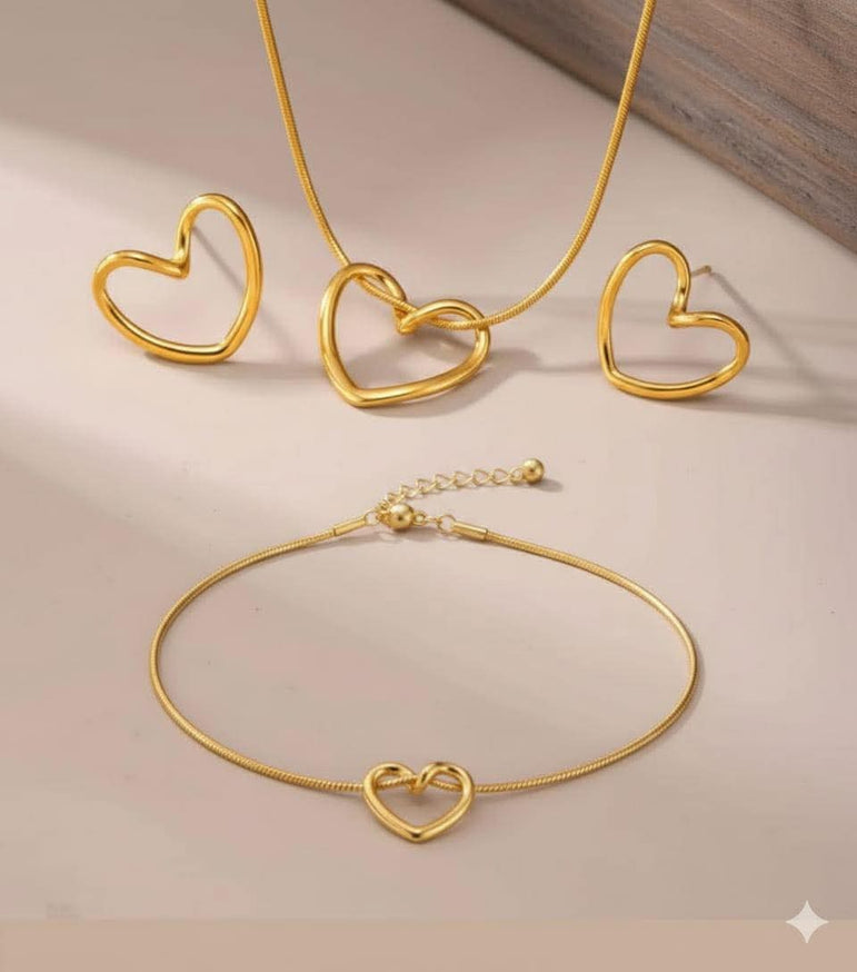 Heart stainless steel locket set