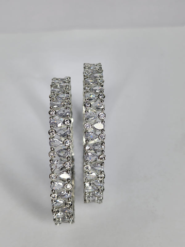 Silver Diamond kara pair