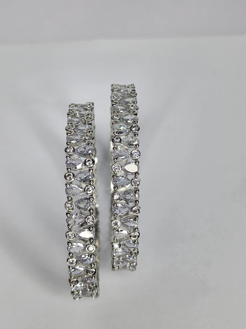 Silver Diamond kara pair