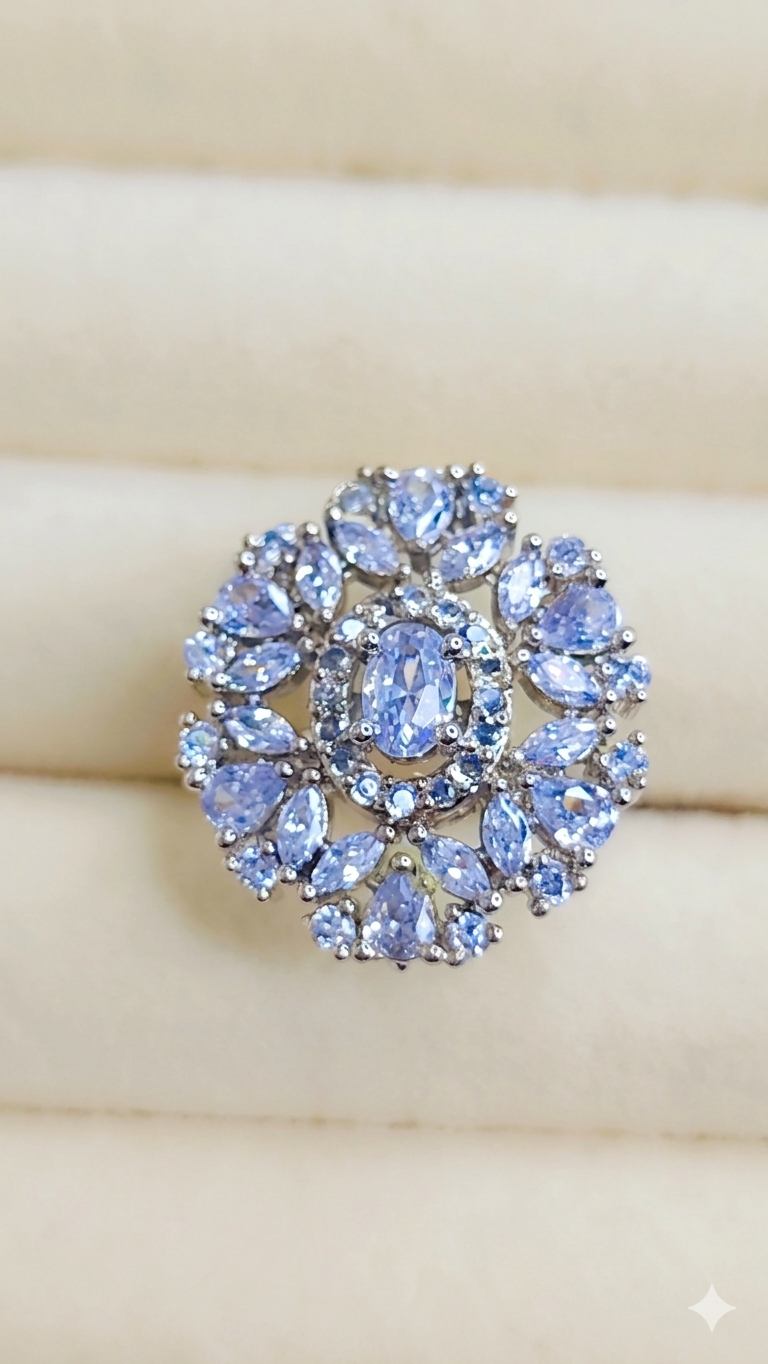 American diamond round adjustable rings