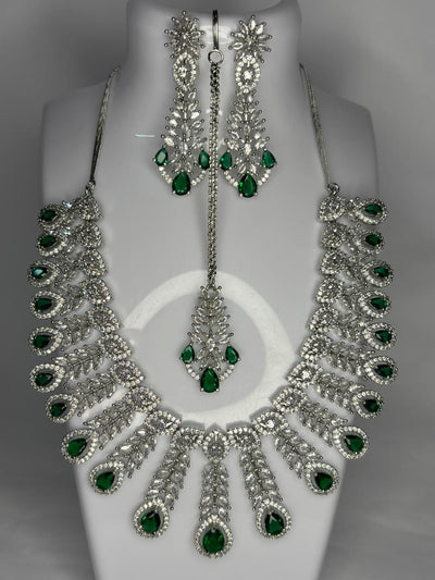 American Diamond Green Emerald set