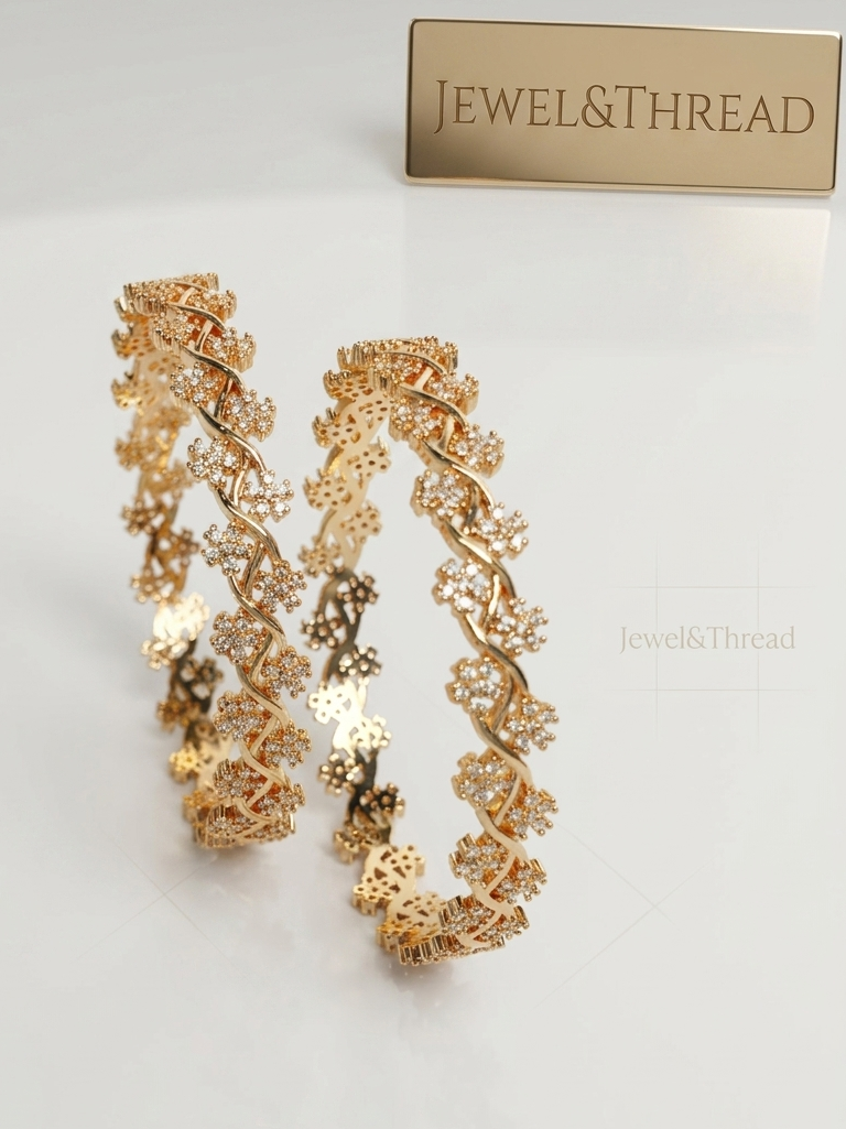 Crystal Flower Bangles