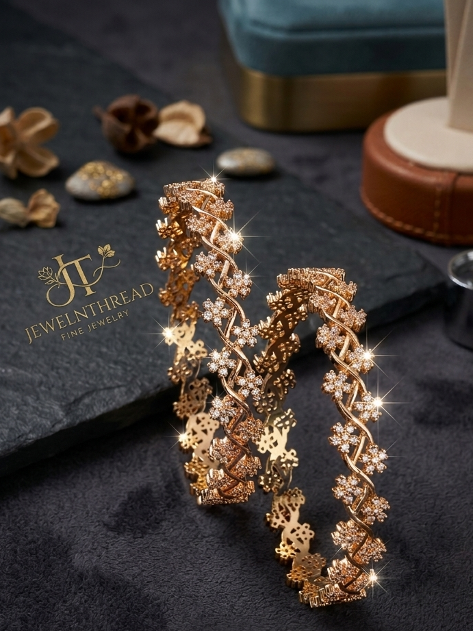 Crystal Flower Bangles