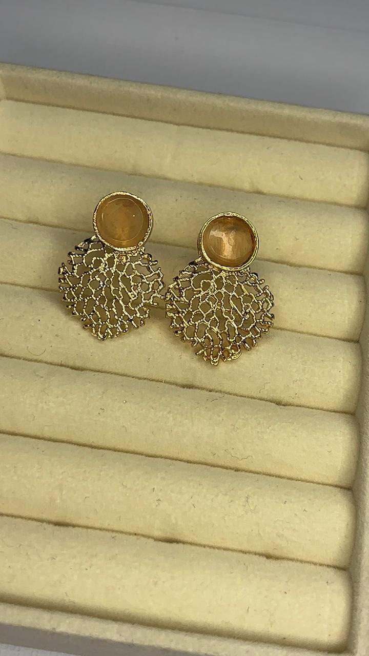 Golden Leaf Glow Studs