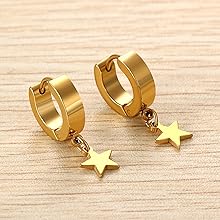 Stainless steel star hoops earrings