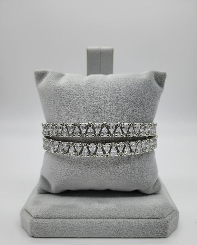 Silver Diamond kara pair