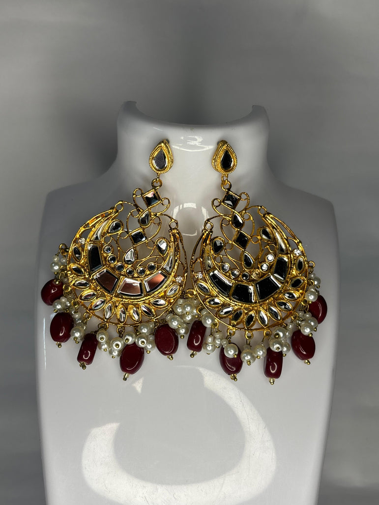 Kundan Mirror Shine Jhumkay