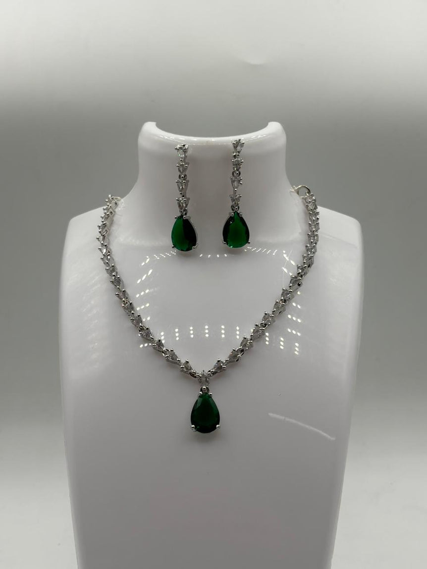 American Diamond Locket Set