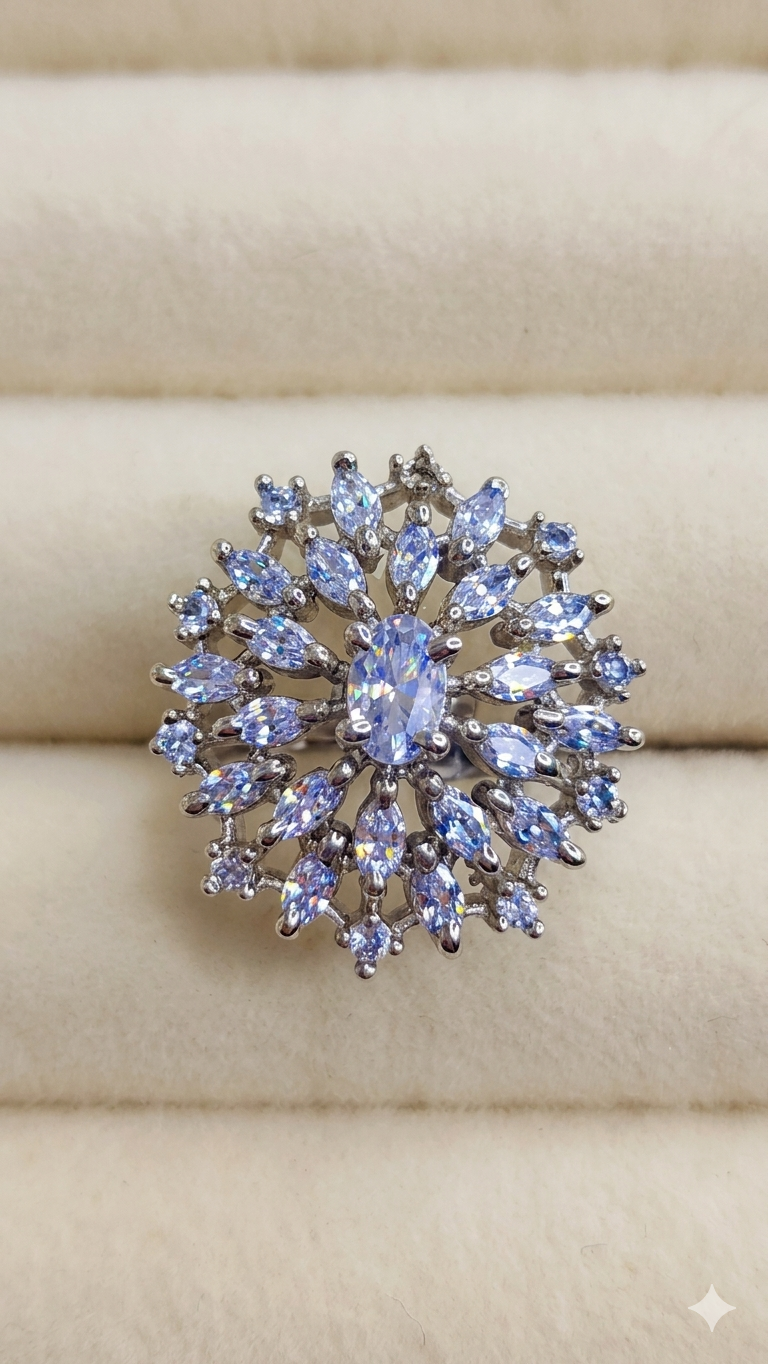 American diamond round adjustable rings