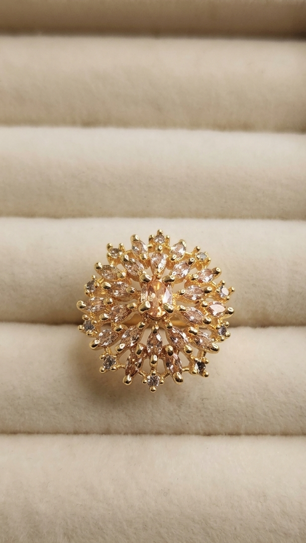 American diamond round adjustable rings