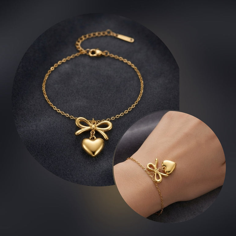 Bow heart bracelet