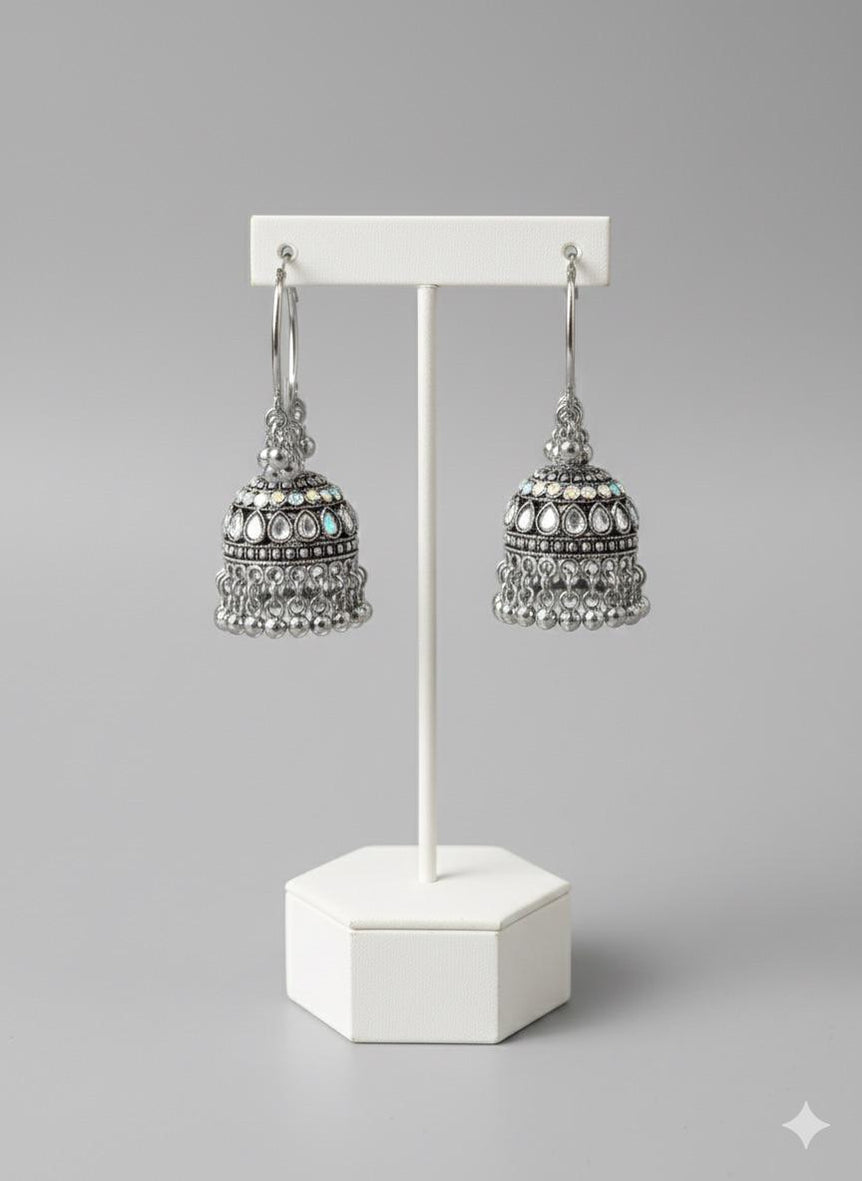 Aasma Tribal Silver Jhumkay