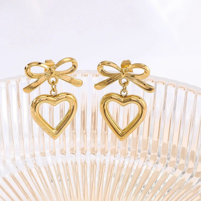 Bow heart earrings