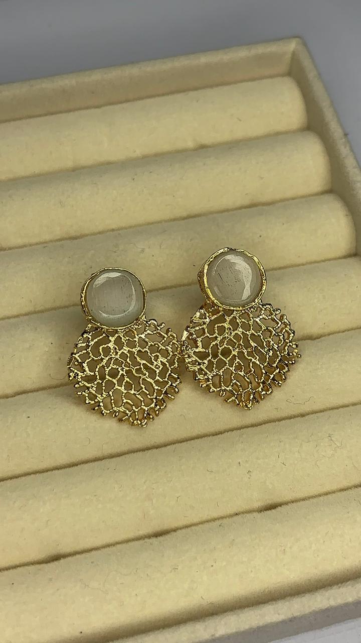 Golden Leaf Glow Studs