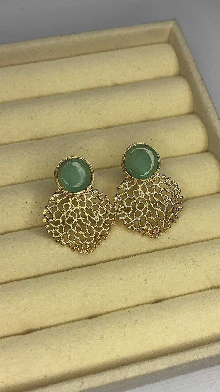 Golden Leaf Glow Studs